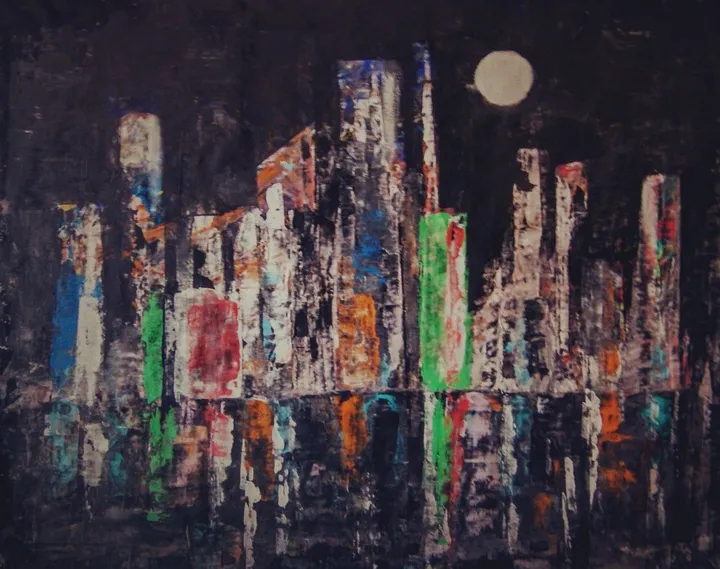 City in neon, artwork by Patrick van
