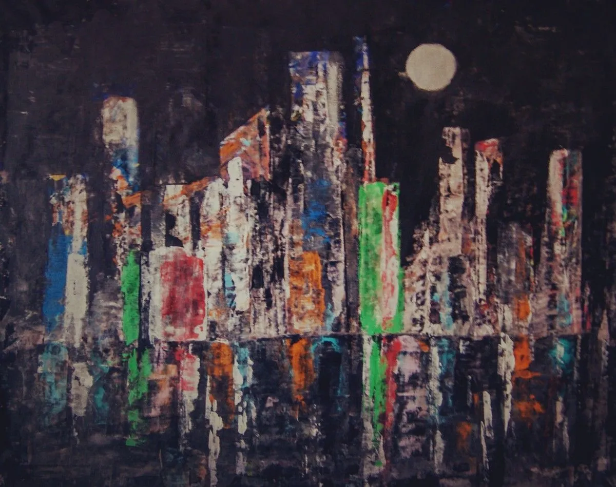 City in neon, œuvre de Patrick van