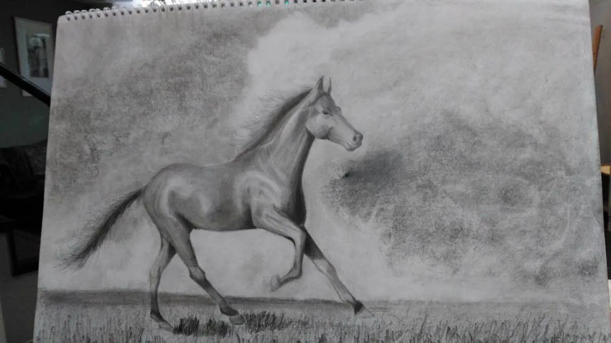 Black galloping horse, œuvre de Xenia Ioannidou