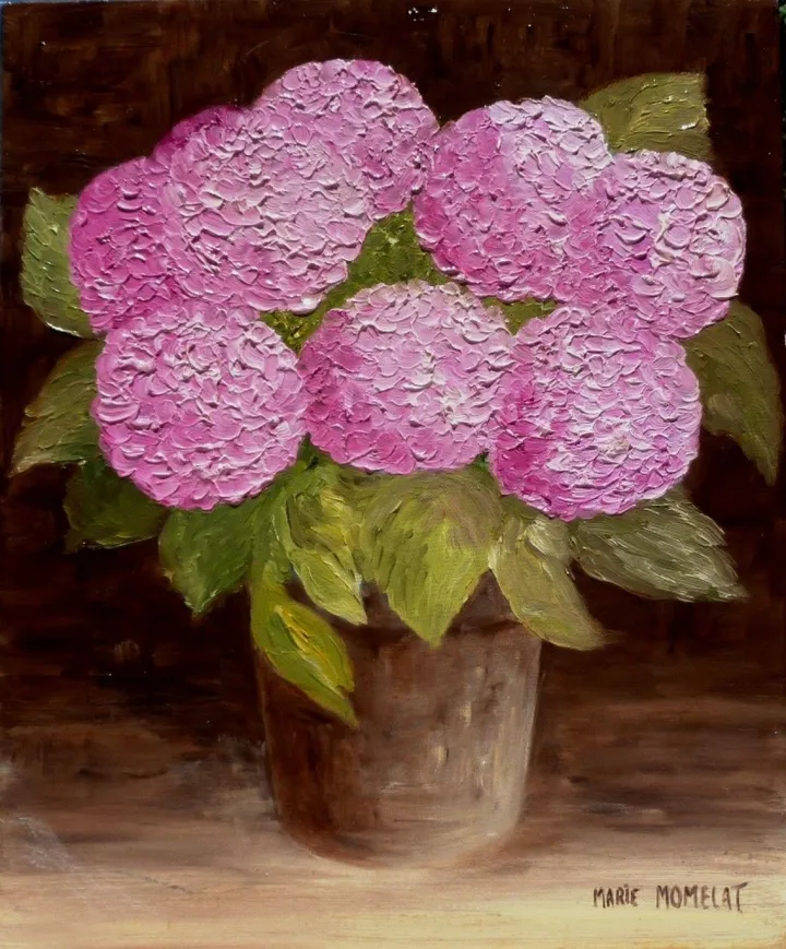 " un petit hortensia rose ", artwork by marie momelat
