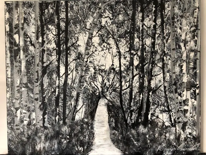 sentier noir et blanc, artwork by Danielle Quevillon
