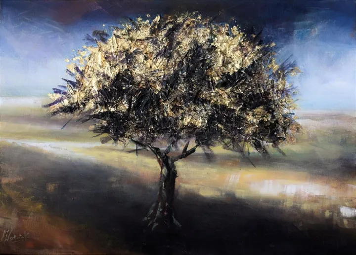 Beauty...Alone... oil tree, œuvre de Magdalena Wozniak-Melissourgaki