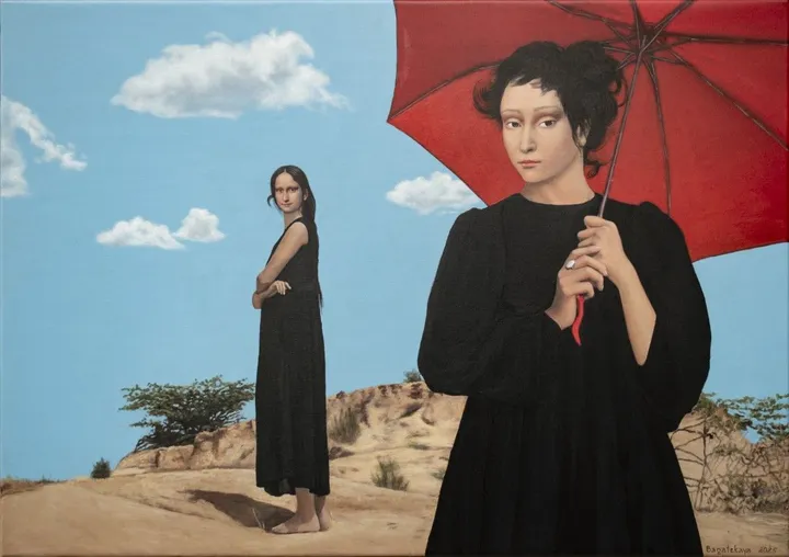 Stroll Under the Red Umbrella, œuvre de Nataliya Bagatskaya