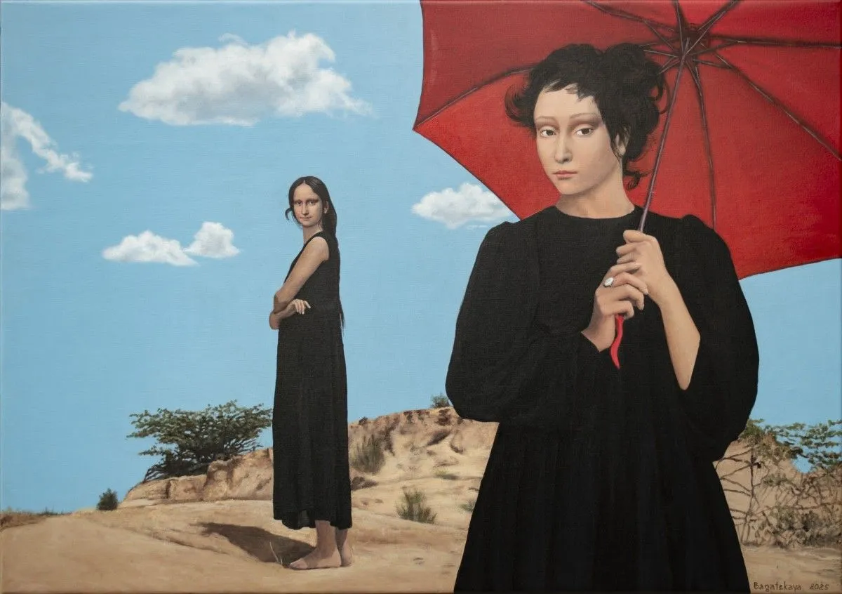 Stroll Under the Red Umbrella, œuvre de Nataliya Bagatskaya