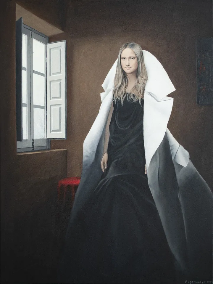 Contemporary portrait "Flow of Time in the Window", artwork by Nataliya Bagatskaya