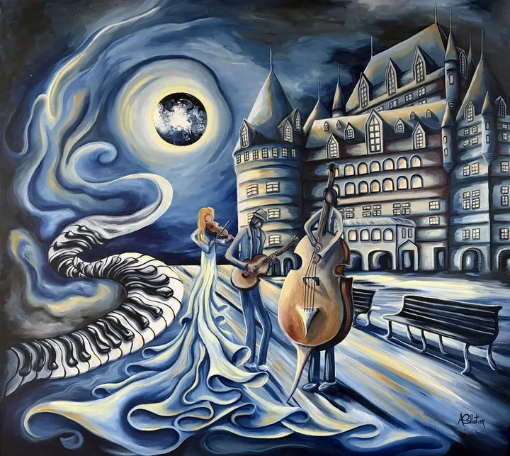 Les musiciens de la terrasse Dufferin, artwork by Annie Pelletier
