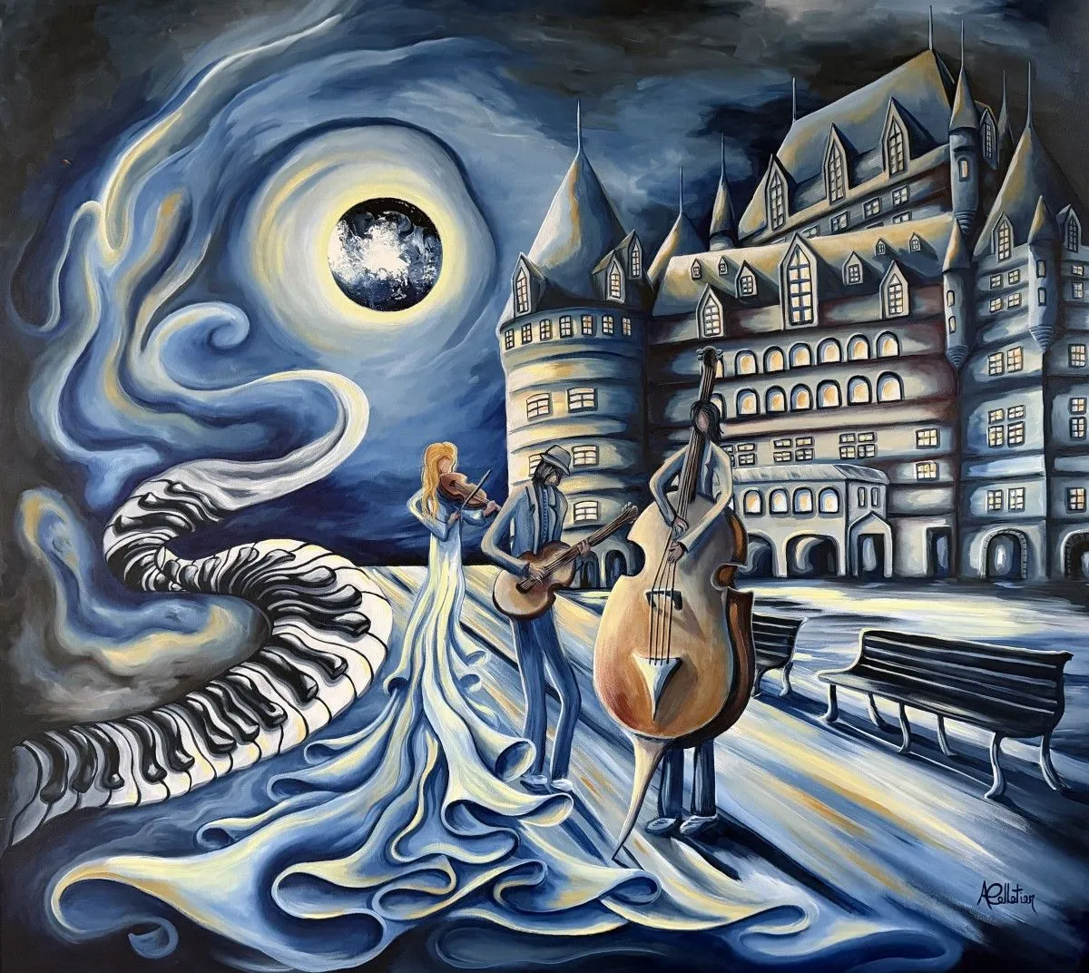 Les musiciens de la terrasse Dufferin, artwork by Annie Pelletier
