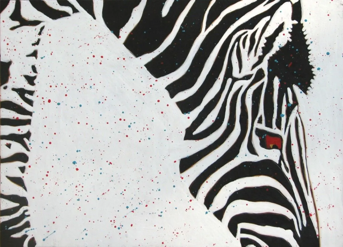 zèbre sur fond blanc, artwork by Christiane Boyer