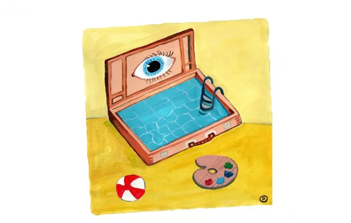 the swimming pool with eye, œuvre de philippe van goethem