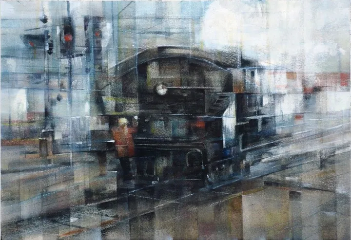 Moving of steam train, artwork by Misure Nien