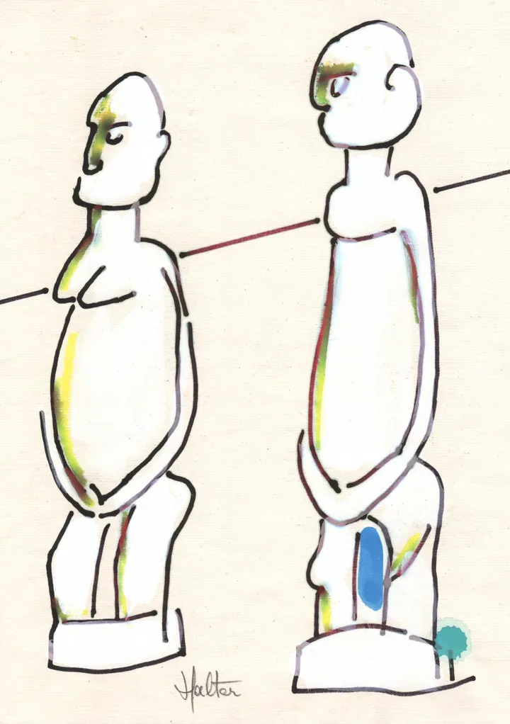 Deux dogons, œuvre de Alain HALTER