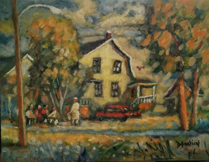 Neuville en été, œuvre de Jean-Guy Desrosiers