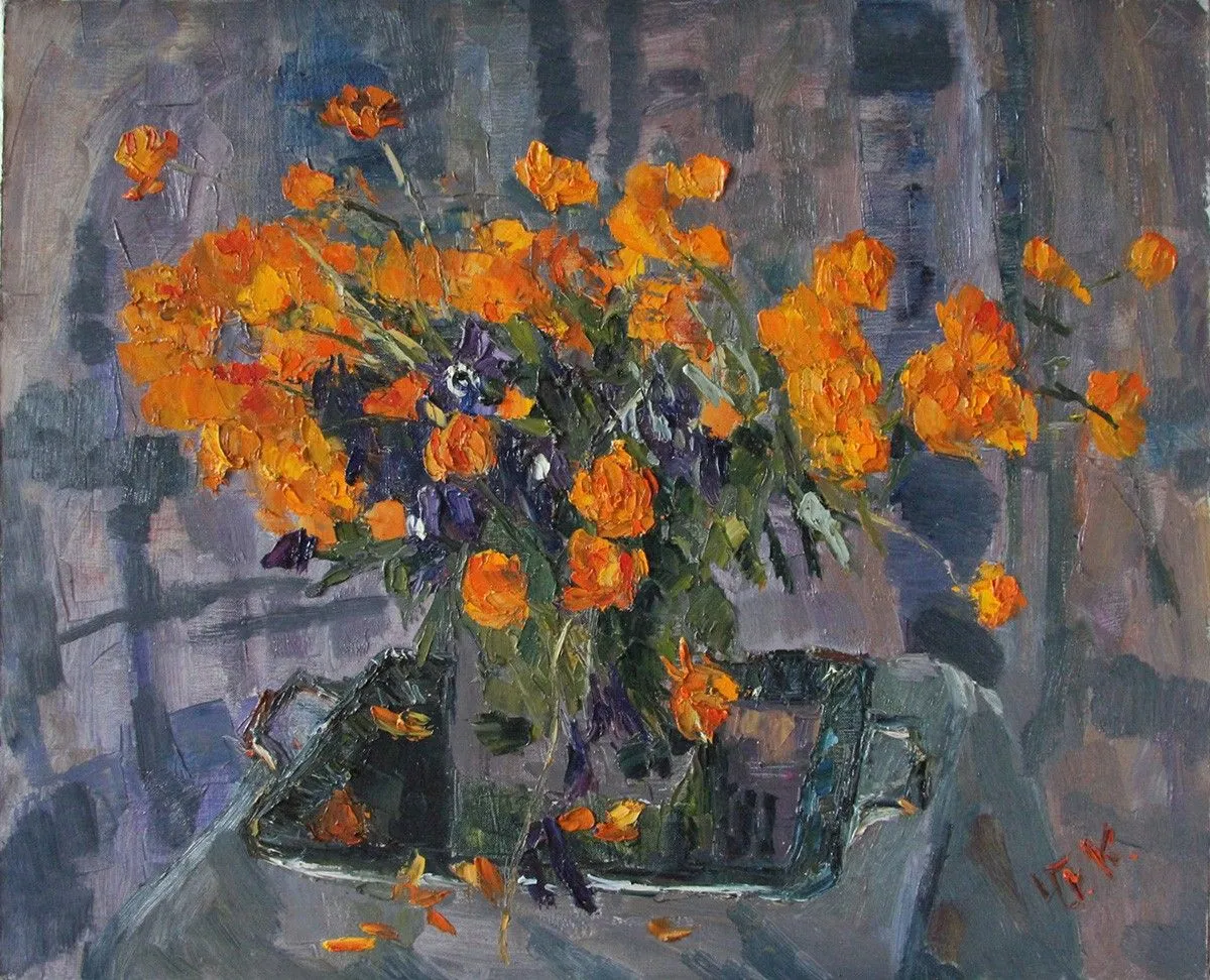 Siberian flowers frying, artwork by Yuriy Karnauhov