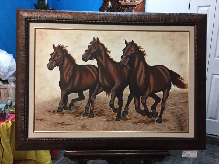 les chevaux en liberté, œuvre de Geny Toffe
