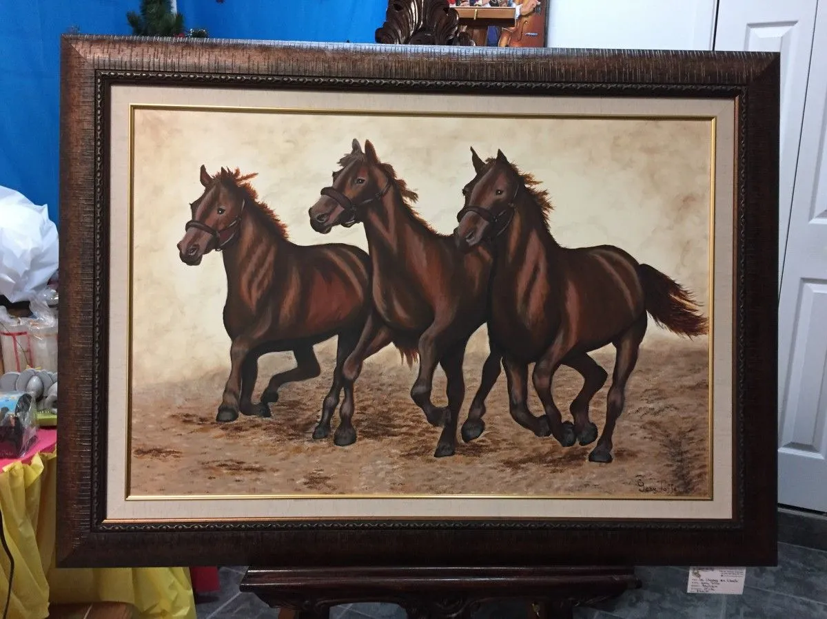 les chevaux en liberté, œuvre de Geny Toffe