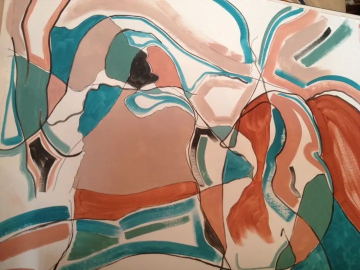 Cubism turquoise, artwork by Melanie Maquinay