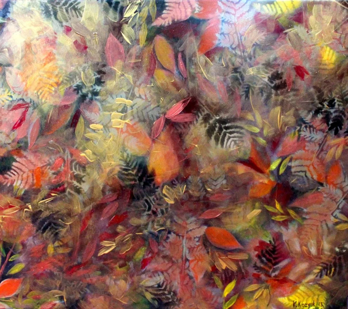 Golden Fall Leaves, artwork by Khrystyna Kozyuk