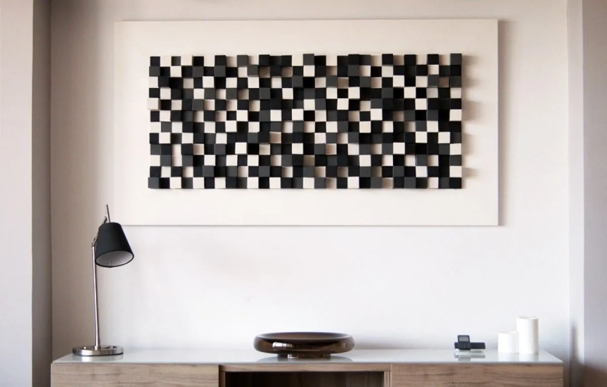 Wall Wood sculpture sound diffuser, œuvre de Wood Blocker