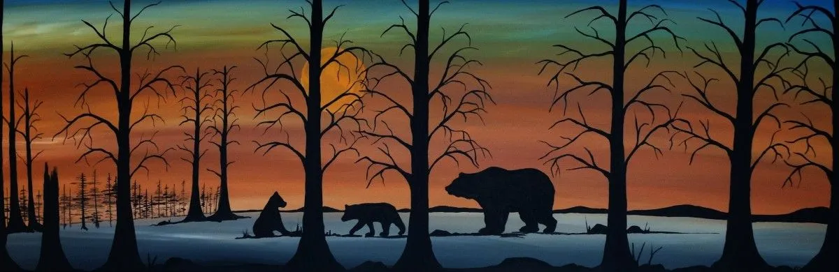 Black Bear with cubs, œuvre de Rachel Olynuk