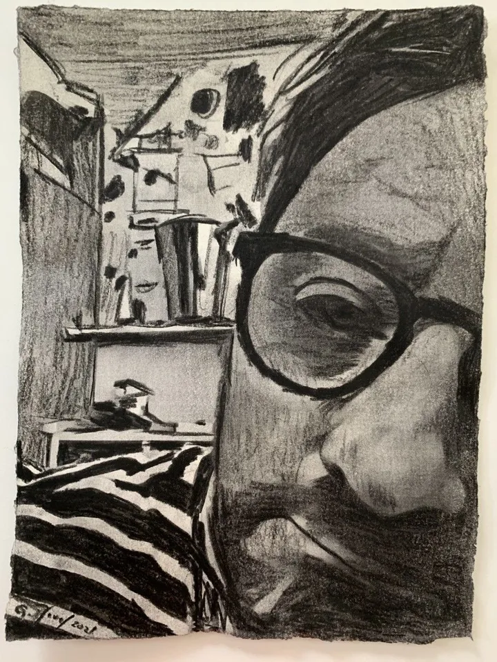 Autoportrait à la marinière, artwork by guenael revel