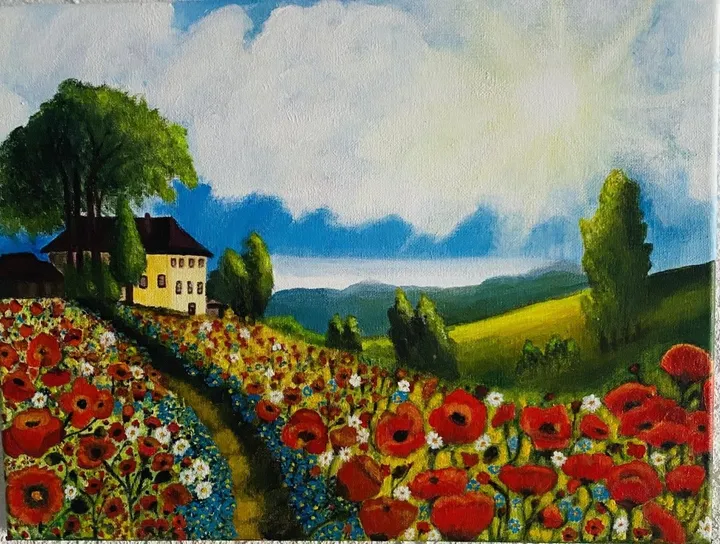 La vallée aux coquelicots, œuvre de Anne Antoine