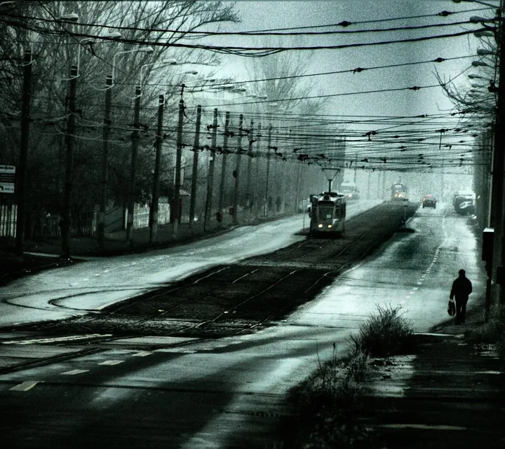 Winter urbanscape, artwork by Cornel Gingarasu