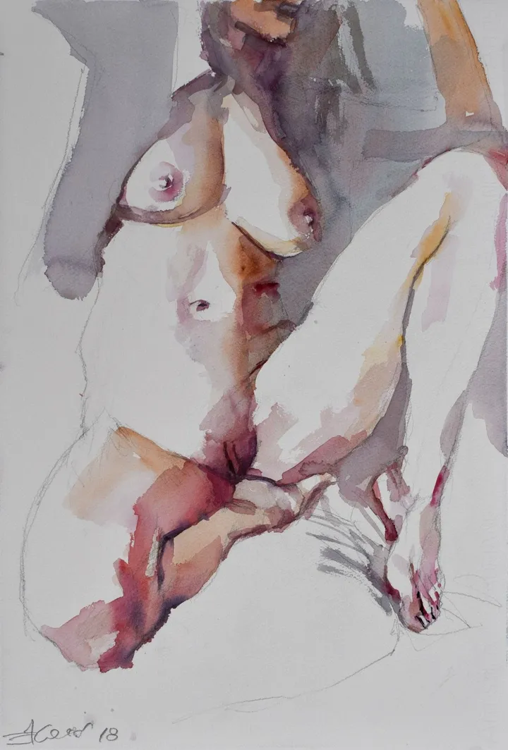 NUde in grey shirt, artwork by Goran Zigolic - Ziggy