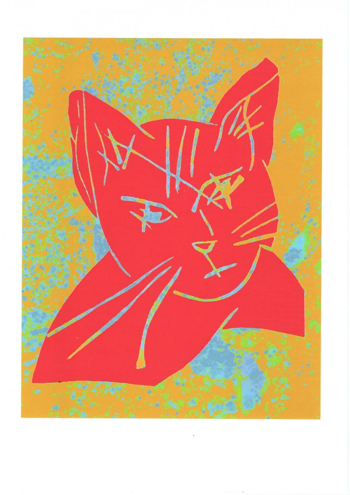 Chat rouge et jaune - A3, artwork by Alain HALTER