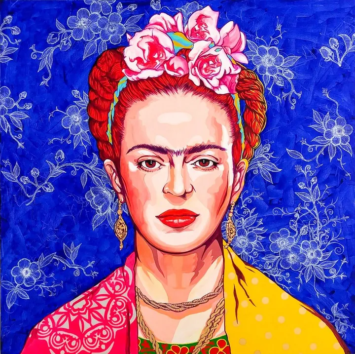 Frida Kahlo in blue, artwork by POP ART Artstudione
