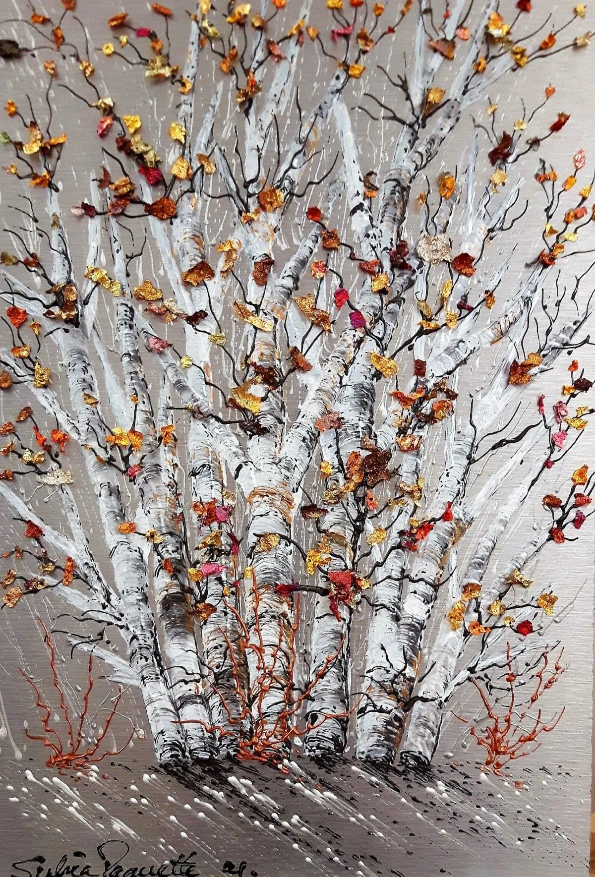 Quelques bouleaux, artwork by Sylvia Paquette