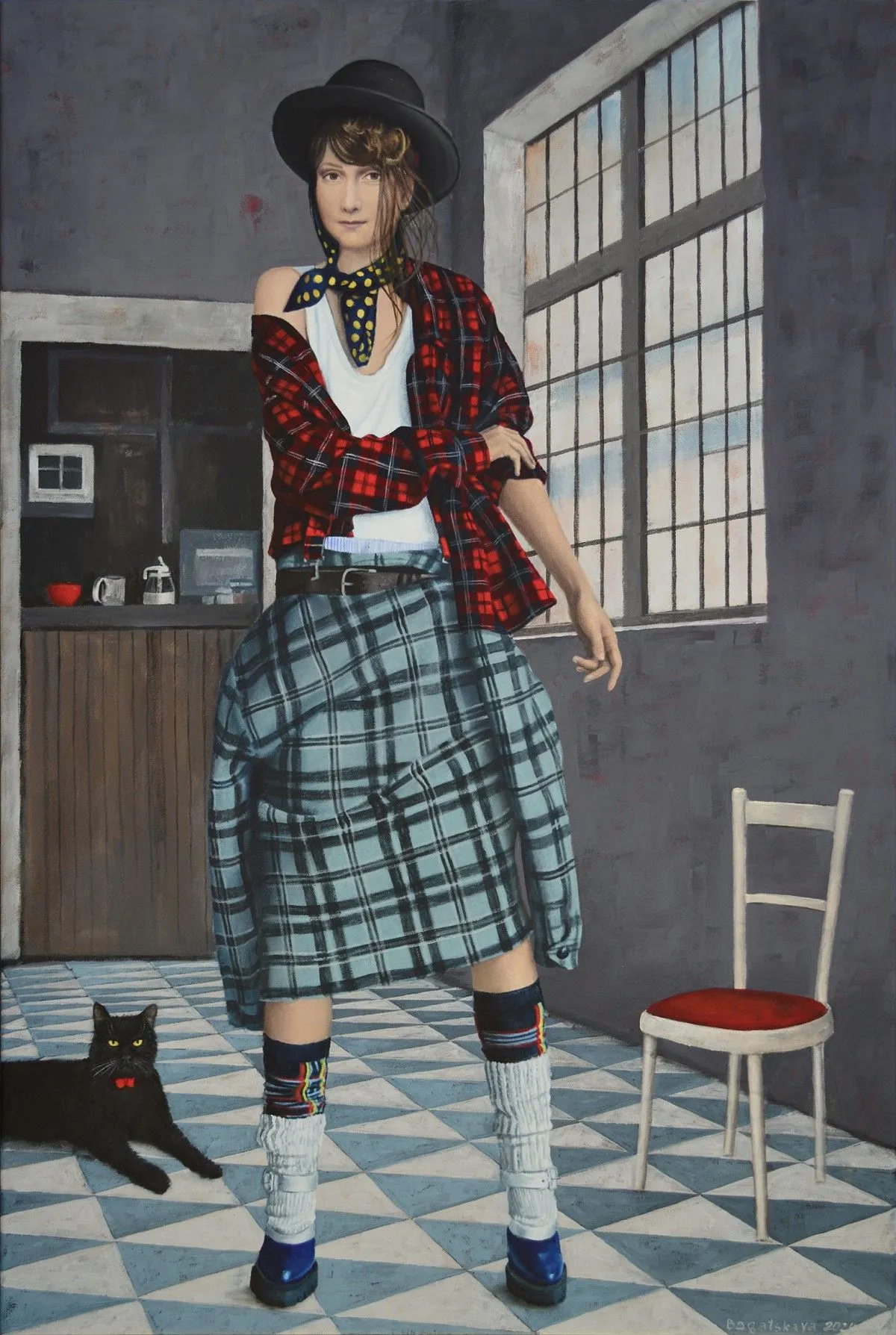 Contemporary portrait "New Look for an Old Jacket", artwork by Nataliya Bagatskaya