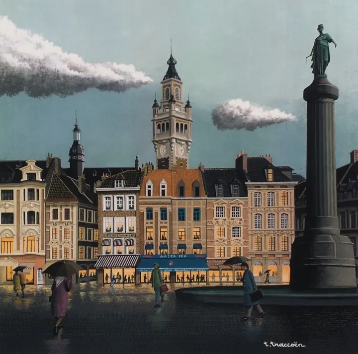 Rainy evening ( postal card ), artwork by Thierry Traccoën