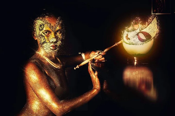 Beyond the masks, artwork by Jacob Di