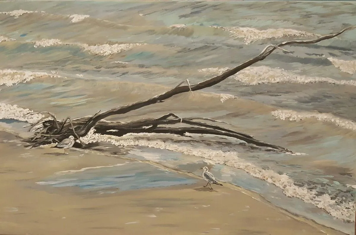 Port Burwell Beach, artwork by Bloomin Blooms