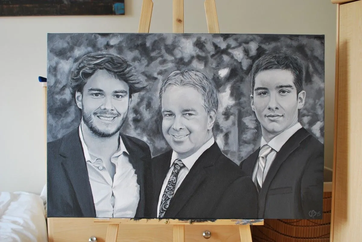 Portrait Papa et ses fils, œuvre de Artémo par Christine Bélanger