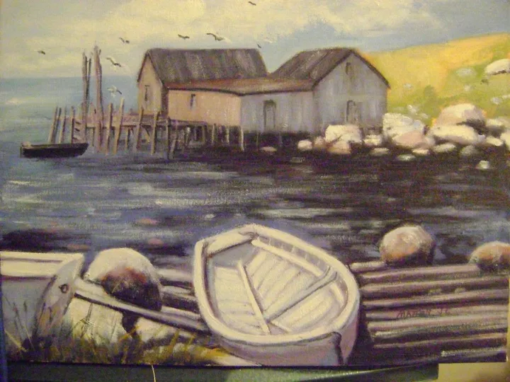 Cabanes de pecheurs, artwork by Jean-Claude Matton
