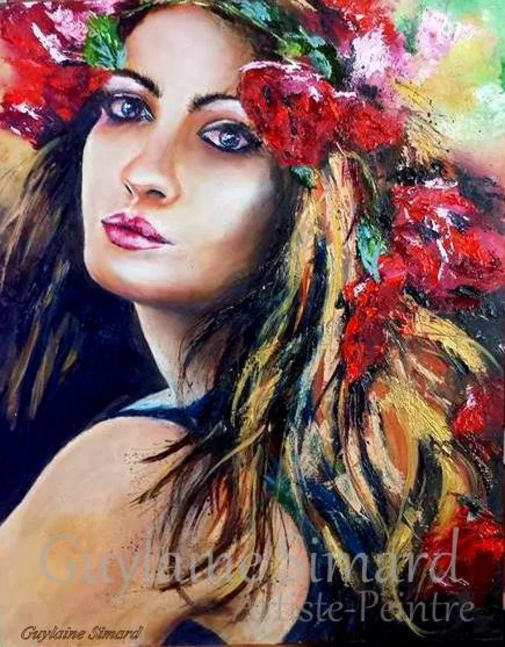 Fleurs rouge, (Red flowers), œuvre de Guylaine Simard