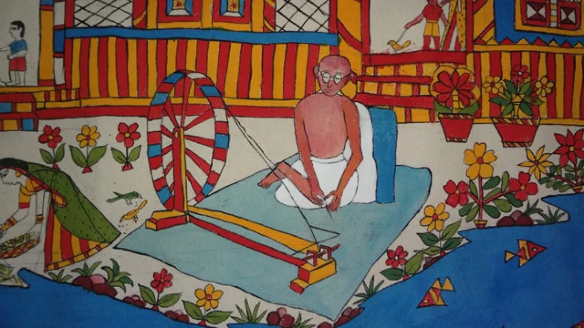 Gandhi Jeevan Darshan Scroll Painting 50 Meter Long On Canvas, œuvre de Bhanu Dudhat