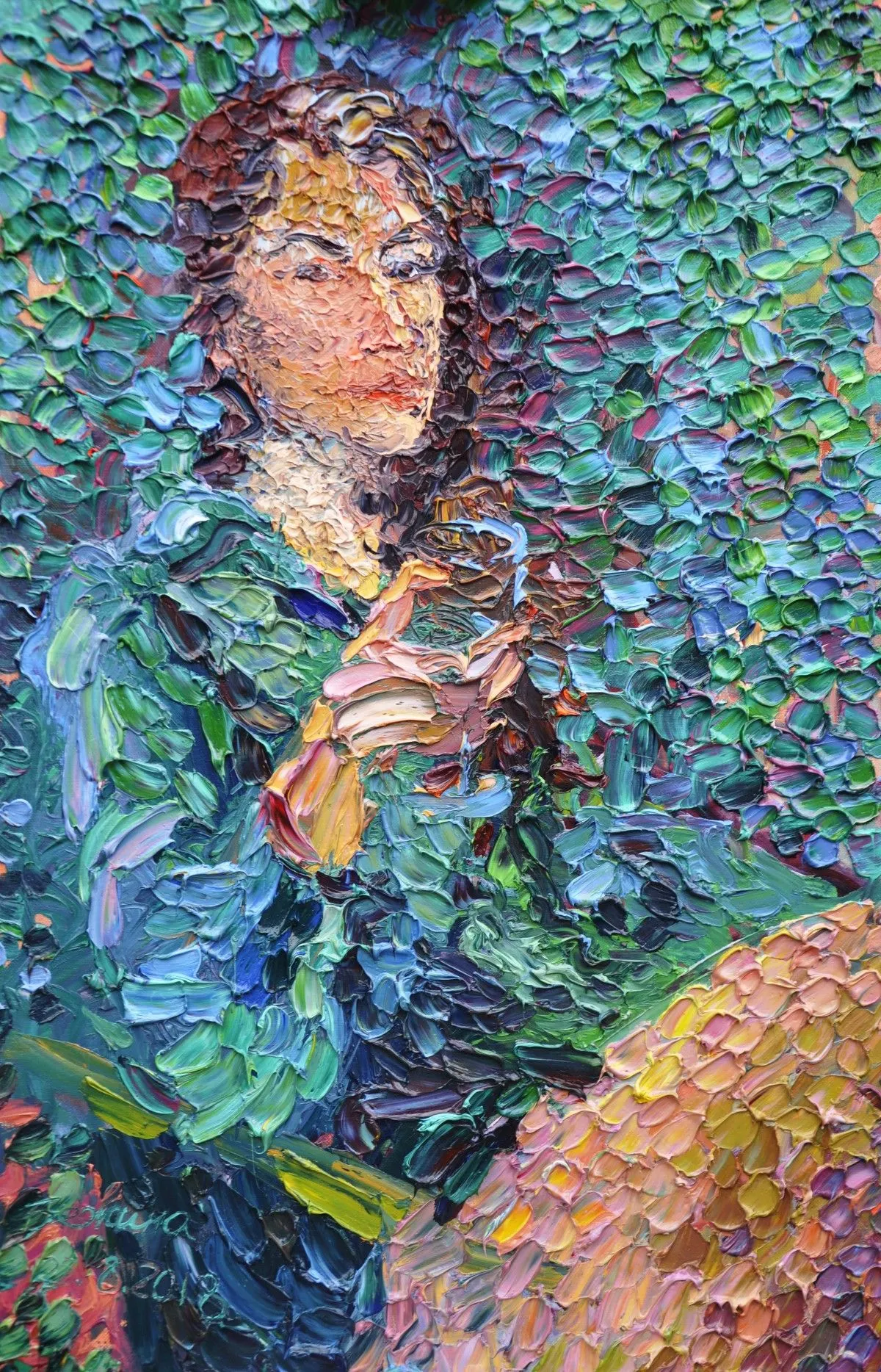 Girl in green, artwork by Olga Bezhina
