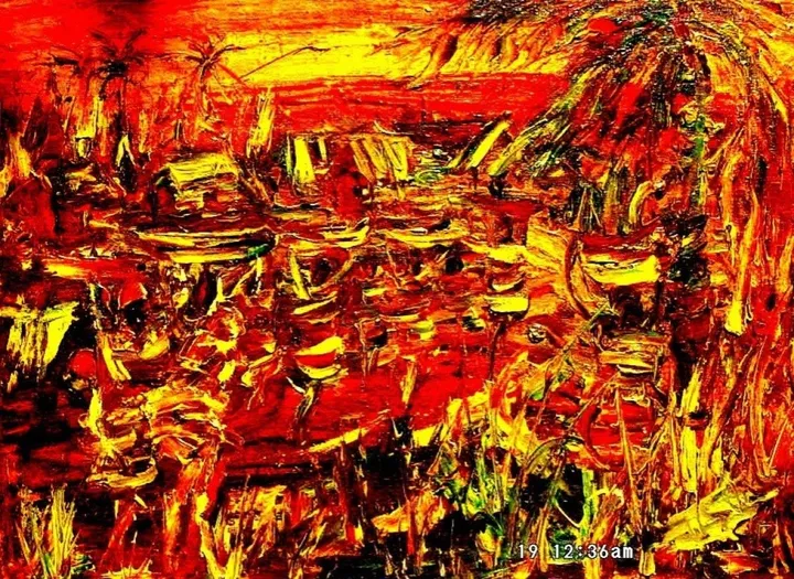 hurrying home, artwork by Akpan Usoroh