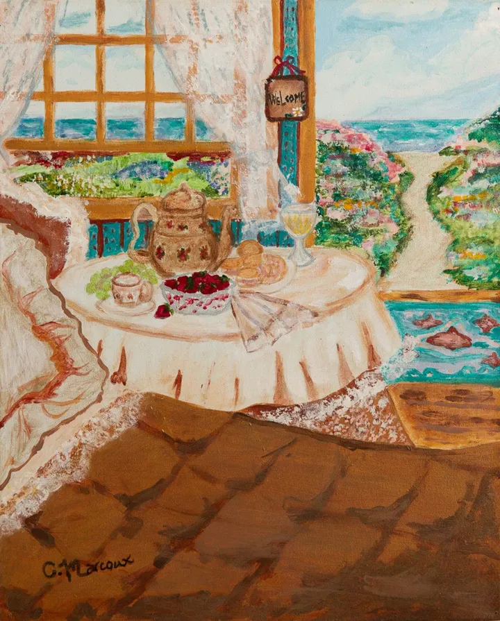 Déjeuner près de la plage, œuvre de Céline Marcoux