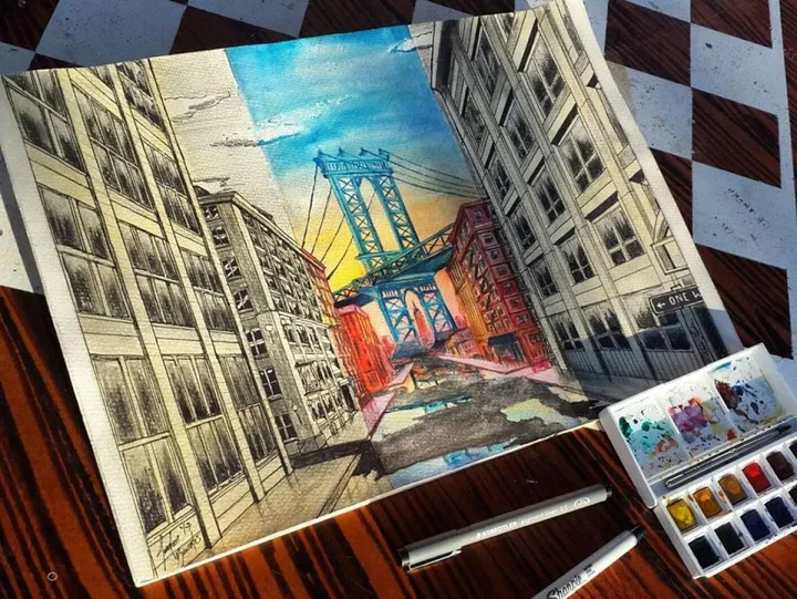 Puente Manhattan (Ilustración), artwork by Aziel Barrientos
