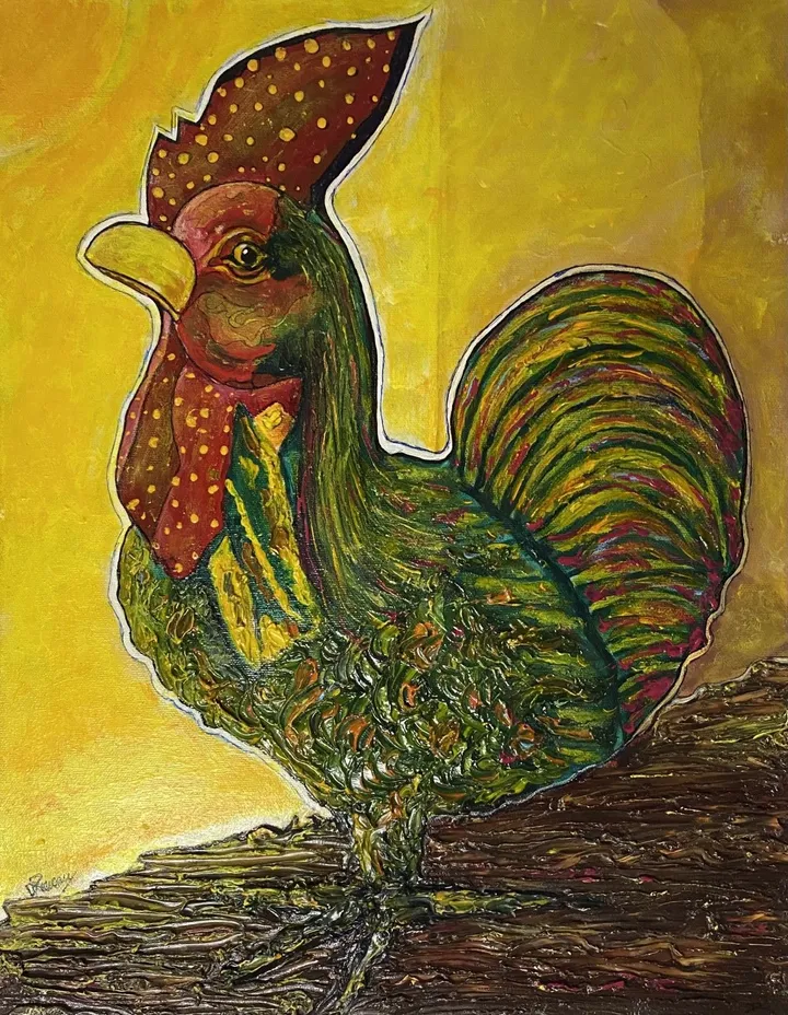 Coq Naïf à Baie-des-sables, artwork by Denis Roucau