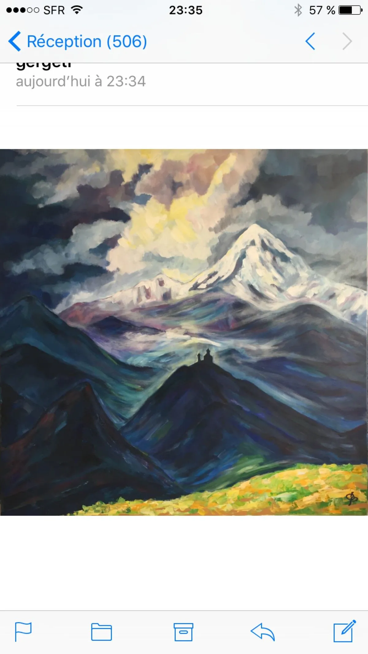 " La Trinité de Gergeti ", œuvre de Tatiana Valmorin
