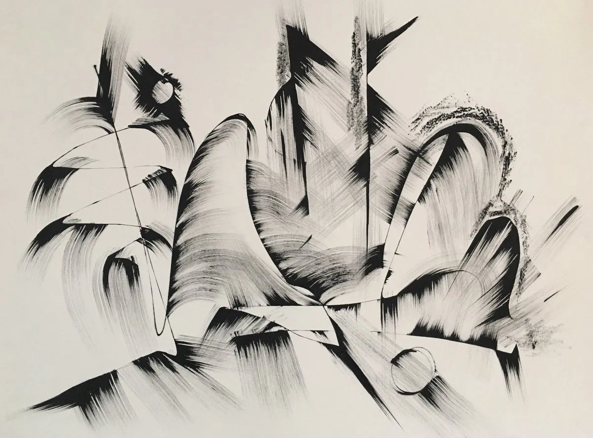 Black and White Abstract Drawing 11 by Kozyuk, œuvre de Khrystyna Kozyuk