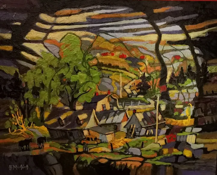 Deux chevaux noirs, œuvre de Jean-Guy Desrosiers