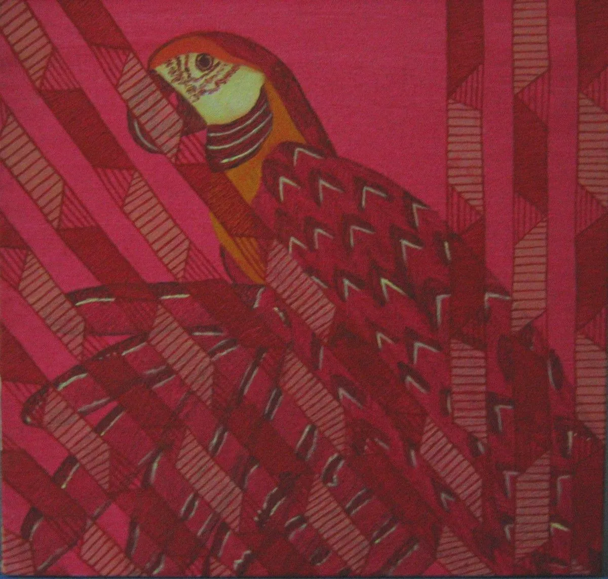 pink parrot, œuvre de Rupinder kaur