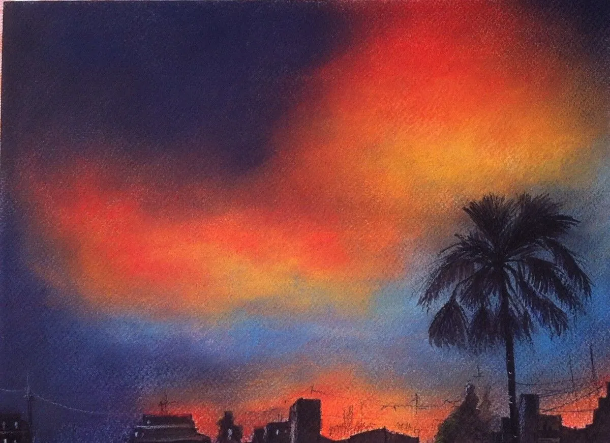Red sky, œuvre de Raka Mittra