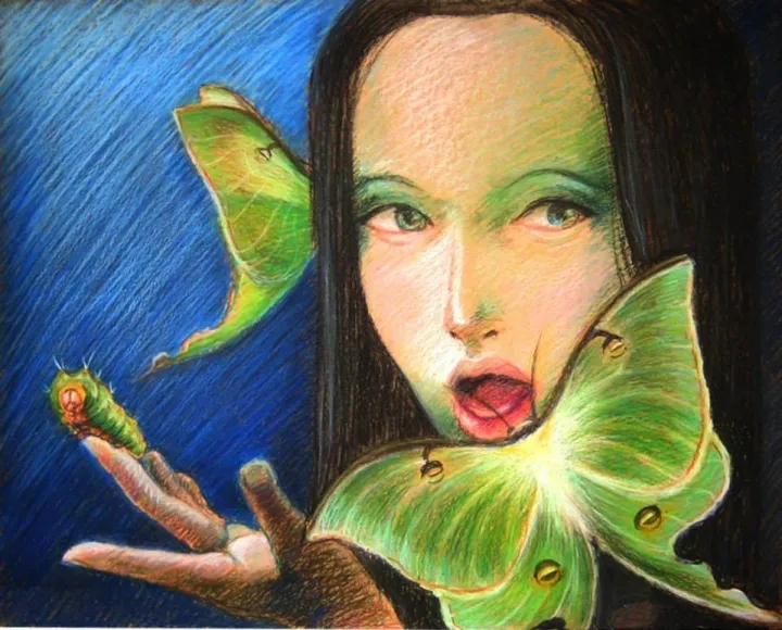 Speaking butterfly, artwork by Laura Gomez