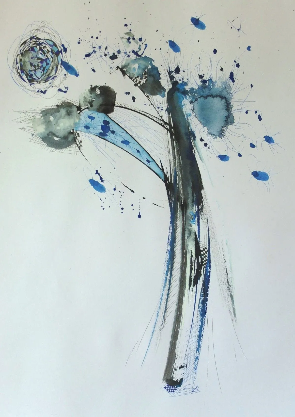 Ma lune bleue, satellite Karmique, œuvre de naëly le papillon